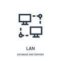 lan icon vector from database and servers collection. Thin line lan outline icon vector illustration Royalty Free Stock Photo