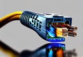 LAN network connection Ethernet RJ45 cable. generative ai Royalty Free Stock Photo