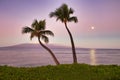 Lanai at moonset from Ka`anapali Beach. Royalty Free Stock Photo