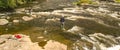 Fishing in the River in Lanaudiere area Park Royalty Free Stock Photo