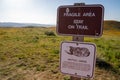 Sign warns tourists at the Antelope Valley Poppy Reserve to stay on the trail to preserve