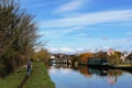 Lancaster canal at Galgate with boats moored