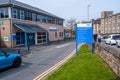 Lancaster england uk april 18 2019 Hospital sign giving directions to different departments