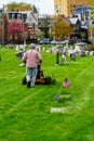 Working Cutting Grass in Cemetery