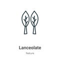 Lanceolate outline vector icon. Thin line black lanceolate icon, flat vector simple element illustration from editable nature