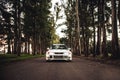 Front view of a white Mitsubishi Evolution VI