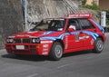 An Lancia Delta HF racing car during a timed speed trial
