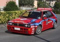 An Lancia Delta HF racing car during a timed speed trial