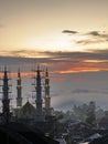 the land above the clouds, the minarets of the mosque are solid Royalty Free Stock Photo