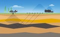 Land base oil exploration with seismic method Royalty Free Stock Photo