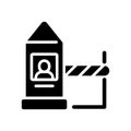 Land border checkpoint black glyph icon