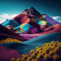 The Land of Colour, colorful abstract landscape. Generative AI