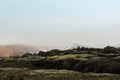 Land covered in green fresh moss while trekking in Iceland. Royalty Free Stock Photo