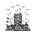 Land degradation black glyph icon. Ecological disaster. Sign for web page, app. UI UX GUI design element