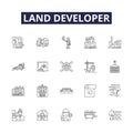 Land developer line vector icons and signs. Landlord, Investor, Broker, Constructor, Builder, Developer, Planner Royalty Free Stock Photo