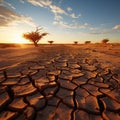 Land in distress Deserts cracked soil crust signifies climate changes stark reality