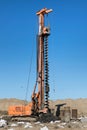 Land drilling machine large construction site preparing the foundation base