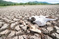 Land with dry and cracked ground because dryness global warming Royalty Free Stock Photo