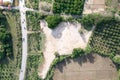 Land, field and soil backfill in aerial view in Chiang Mai of Thailand