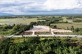 Land, field and soil backfill in aerial view Royalty Free Stock Photo