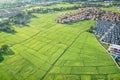 Land or landscape of green field in aerial view in Chiang Mai of Thailand. Royalty Free Stock Photo