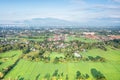 Land or landscape of green field in aerial view. Royalty Free Stock Photo