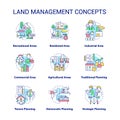 Land management concept icons set