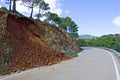 Land or mudslide on mountain road after storm Royalty Free Stock Photo