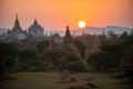 The land of pagodas at sunset, Bagan is an ancient city and it has been certified by UNESCO as a World Royalty Free Stock Photo
