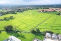 Land plot and green field in aerial view