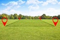 Land plot management - real estate concept with a vacant land on a green field available for building construction and housing Royalty Free Stock Photo