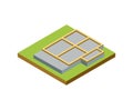 Land preparation under building isometric 3D icon