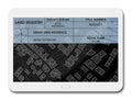 Land registry concept image with an imaginary cadastral map of territory - Property Tax on buildings