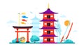 Land of the Rising Sun - modern colored vector illustration Royalty Free Stock Photo