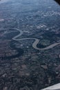 Land and river view from the airplane window Royalty Free Stock Photo