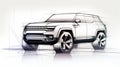 Bold Structural Design: Sketch Of A White Land Rover Suv
