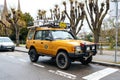 Land Rover Defender Camel Trophy with luggage on the roof Royalty Free Stock Photo