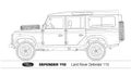 Land Rover Defender 110 silhouette, vector illustration Royalty Free Stock Photo