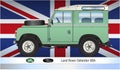 Land Rover Defender 88A, vintage classic off-road car with UK flag Royalty Free Stock Photo