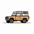 Minimalist Pop Art Illustration Of Orange Land Rover