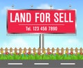 Land for sale billboard side of roard Royalty Free Stock Photo