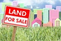 Land For Sale - Real estate concept with a vacant lot for sale available for building construction Royalty Free Stock Photo