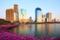 land scape of building business building office from benchakitti pubicpark important landmark in heart of bangkok thailand Royalty Free Stock Photo