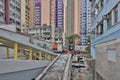 the land scape of the foot bridge at Kwai Hing, hong kong  31 July 2021 Royalty Free Stock Photo