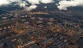 Land scape of Oil refinery plant from bird eye view on night Royalty Free Stock Photo