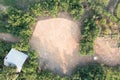 Land and soil backfill in aerial view in in Nan province of Thailand