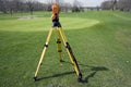 Land surveying the golf course