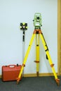 Land surveying and prism Royalty Free Stock Photo