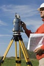 Land Surveyor in the field Royalty Free Stock Photo