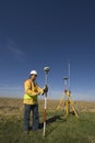 Land surveyor working with GPS Royalty Free Stock Photo